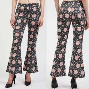 Batsheva Lawyer Cropped Floral-Print Cotton Flared Pants Size 0 NWOT